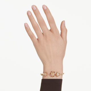 Bracciale rigido Idyllia, Taglio misto, Fiore, Multicolore, Placcato color oro