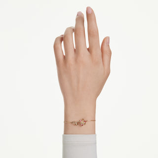 Braccialetto Idyllia, Taglio misto, Fiore, Multicolore, Placcato color oro