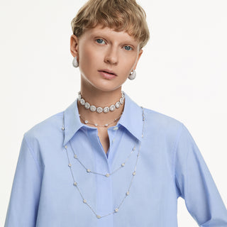 Collana Una Angelic, Taglio Round, Bianca, Placcato rodio