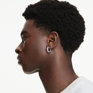 Orecchini a cerchio Matrix, Taglio baguette, Bianchi, Placcato rodio