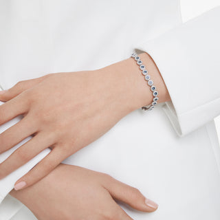 Braccialetto Una Angelic, Taglio Round, Blu, Placcato rodio