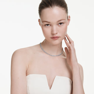 Collana Una Angelic, Taglio Round, Blu, Placcato rodio