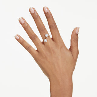 Anello aperto Mesmera, Taglio Heart, Pavé, Bianco, Placcato color oro