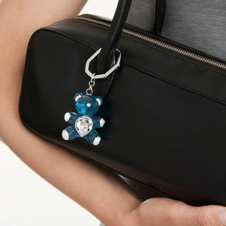 Portachiavi Teddy, Orso, Blu, Placcato rodio