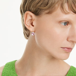 Orecchini pendenti Bella V, Taglio Round, Rosa, Placcato rodio