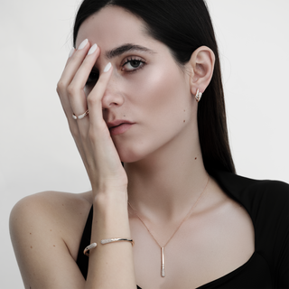 Bracciale Bubble Rigido in Oro Rosa e Diamanti 0.76