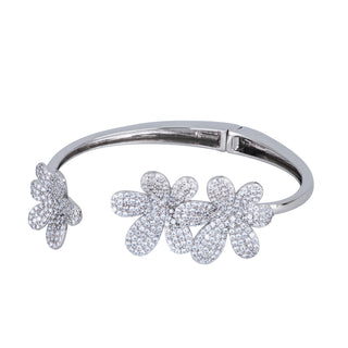 Bracciale Fabiani a contrariè in argento con fiori e zirconi