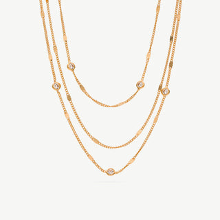 Collana Fabiani a Tre Fili in Argento Dorato e Zirconi