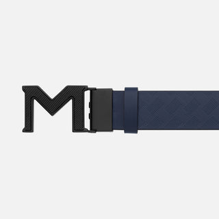 Cintura Reversibile Montblanc con Fibbia ?M? in pelle Extreme 3.0 blu/nera liscia da 35 mm